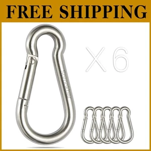 Mosquetón de acero inoxidable 304 duraderos, paquete de 6 - Imagen 1 de 8