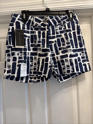 Pantalones Cortos a Medida The Limited Azul Marino y Blanco "Brush Stroke" 5" Para Mujer Talla 4 Nuevos con Etiquetas Foto 1 de 4