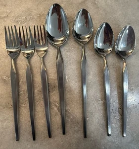 7 SRI Stainless Flatware Spoons Ravenna Mid Century Mod Stanley Roberts JAPAN - Picture 1 of 4