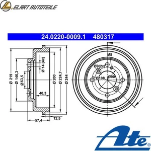 2x TAMBOR FRENO 24.0220-0009.1 FORD KA+/III FIESTA/VI/Van ENBI/ENAP 1.2L - Imagen 1 de 7