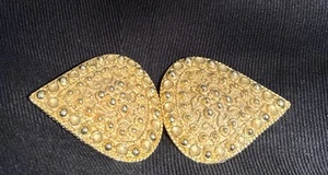 Vintage Teardrop Belt Buckle  Interlocking 2 Piece Filigree Brass Gold 5” New - Picture 1 of 3