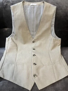 J. Ferrar (JF) Formal Dress Vest - Slim Fit - Beige Gray - Mens Small Business - Picture 1 of 6