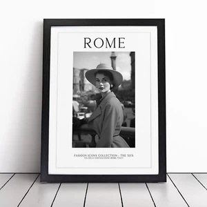 Mode Ikonen Frau Rom Italien Wandbild Druck gerahmt Reise Bild Poster - Bild 1 von 8