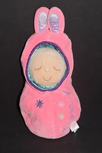 Hunny Bunny Doll Plush Baby in Blanket Pod 2009 Manhattan Toy Lovey Pink Purple - Picture 1 of 12