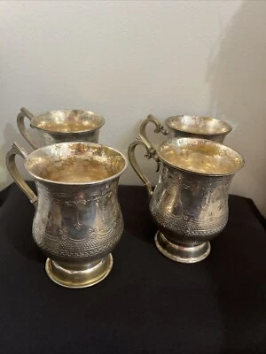 Taza Towle William Adams con mango plateado con patas 5". Juego de 4 Foto 1 de 3