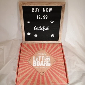 Letter Board Main Event10" x 10" Distressed Wood Frame Black Felt  White Letters - Picture 1 of 5