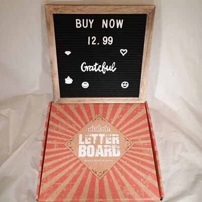 Letter Board Main Event10" x 10" Distressed Wood Frame Black Felt  White Letters - Image 1 of 4