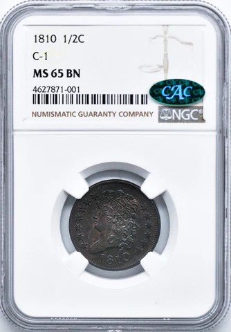1810 CLASSIC HEAD 1/2C NGC MS 65 BN Cover