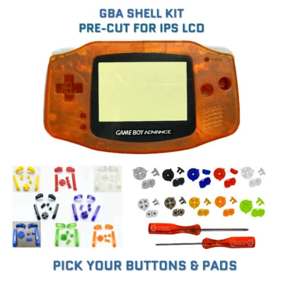 Nintendo Game Boy Advance GBA Shell CLEAR ORANGE PRE CUT Housing V2 IPS READY  - Image 1 of 4