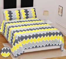Cotton Zig Zag Design Traveler Printed Double Bedsheet with Two Pillow Cover