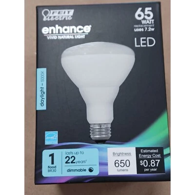 Feit Electric LED BR30 Bulbs, 65W Equivalent, 7.2W LED, 650 Lumens, Dimmable, 50 - Image 1 of 4