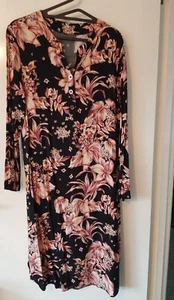 Large Size Black cotton Floral Shirt Style Dress - Picture 1 of 2