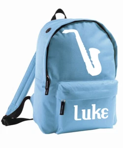 Kinder Tasche personalisiert Rucksack Backpack Name hinzufügen Mädchen Junge Saxophon Saxophonist - Bild 1 von 12