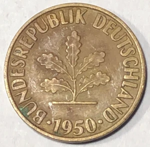 German 1950-G 10 Pfennig Post-WW2 Pfennig Beautiful Coin - Picture 1 of 2