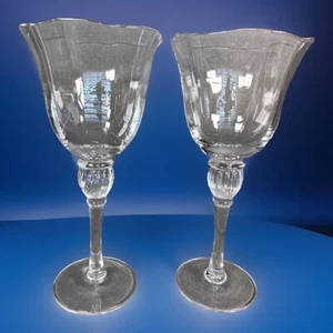 GORHAM ROSE SERENADE Set Of 2 ICED TEA Beverage 8 1/2”GOBLETS Crystal Retired - Picture 1 of 13