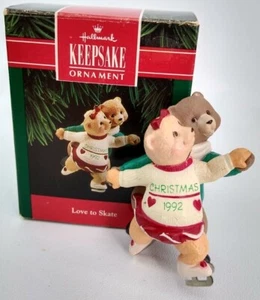 Vtg Hallmark Keepsake Ornament 1992 Love to Skate Ice Skating Bears - Picture 1 of 3