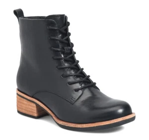 Nuevo en caja Botas al tobillo de cuero Kork-Ease Calista con cordones/cremallera lateral talla 7,5/38,5 negras - Imagen 1 de 12