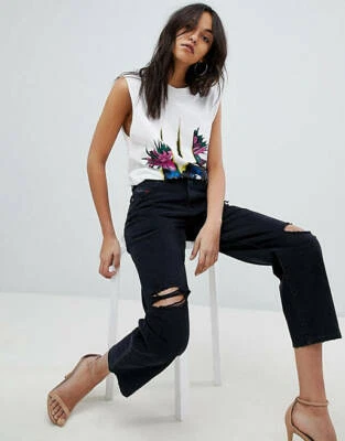 NEW DIESEL NICLAH 084TB High Waist BLACK wide JEANS W28 L32 size 10 ladies women - Image 1 of 4