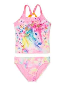 Wonder Nation Girls Unicorn Tankini Swimsuit With UPF 50+ Pink Size L(10-12)PLUS - Picture 1 of 6
