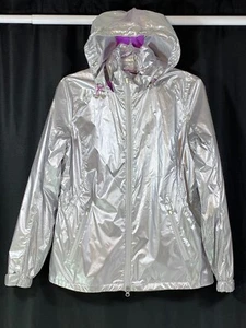 Giacca a vento Zero Restriction donna S full zip cappuccio argento lucido bling - Foto 1 di 14