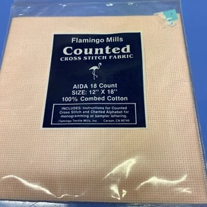 Counted Cross Stitch Fabric Aida 18 Ct. Flamingo Mills Pink 12” X 18” New - Picture 1 of 3