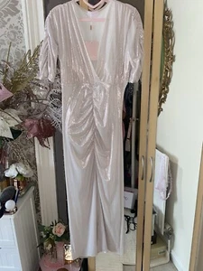 Champagne Iridescent Midaxi Dress Size 14 PINK BOUTIQUE New very stretchy - Picture 1 of 15