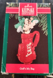 Hallmark Andenken ~ Golf's My Bag Santa, Rentier, OVP, 1990 ~ ORNAMENT - Bild 1 von 2