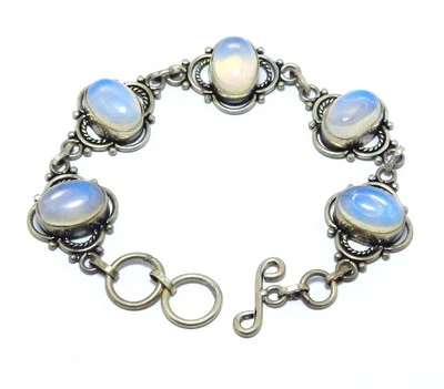Bracciale opalite opale argento sterling 925 placcato gioielli fatti a mano... - Immagine 1 di 4