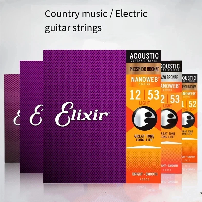 Elixir Acoustic Guitar Strings 6 Set Phosphor Bronze Light 12-53 16052,5 Pack - Image 1 of 4