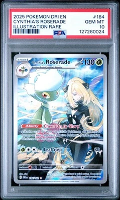 2025 Pokemon DRI EN Cynthia's Roserade 184/182 Illustration Rare PSA 10 - Image 1 of 2
