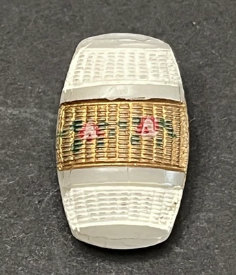 Antiguo vidrio blanco con botón BARREL floral pintado - 3/4" (JK8) Foto 1 de 3