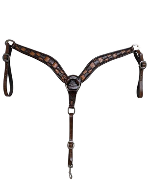 Scott Thomas Western 1 Inch Breast Collar Checkered Vintage Leather C172 - Image 1 of 3