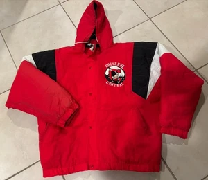 Vintage Starter Red Puffer Cheyenne Central High School Indians Size Large - Picture 1 of 3
