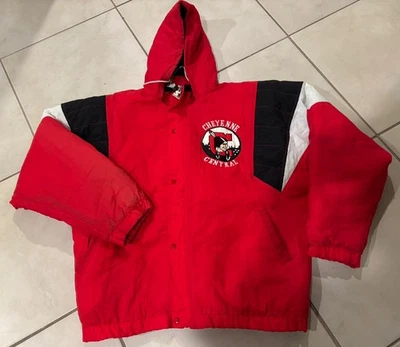 Vintage Starter Red Puffer Cheyenne Central High School Indians Size Large - Image 1 of 3