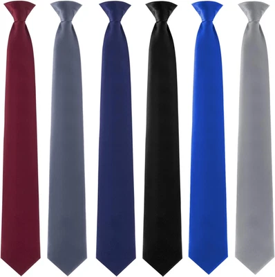 6 Pcs Clip-On Ties for Men, Solid Color Pretied Neckties, 20 Inches - Image 1 of 4