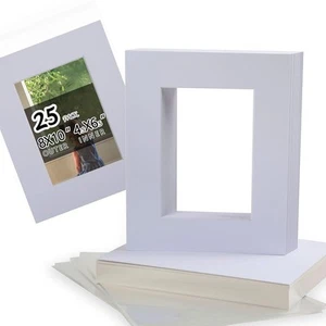 Acid Free 8x10 Pre-Cut Picture Mat Board Kit Photo Mats for 5x7, White - Picture 1 of 7