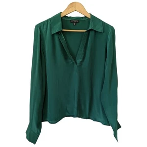 J. Crew Bungalow Popover Shirt in Crepe de Chine Size M Green NWOT CF440 - Picture 1 of 5