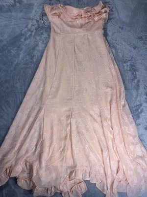Anthropologie Women’s XS Maxi Dress Los Angeles Pink Floral Jacquard Ruffle - Image 1 of 4