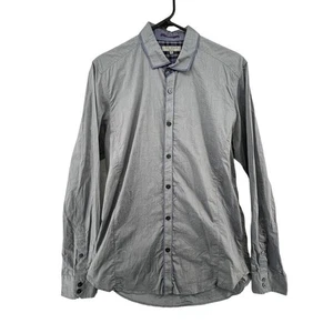 Ted Baker London Größe 4 Large Knopfleiste Hemd grau lila 100% Baumwolle - Bild 1 von 5