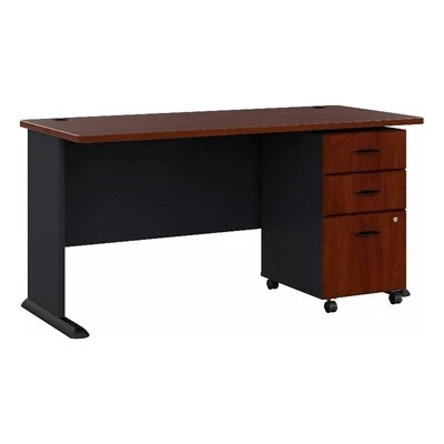 Series A 60W Desk with Drawers in Hansen Cherry and Galaxy - Engineered Wood - Image 1 of 4