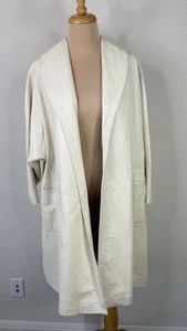 Vintage MOD Ivory Cape Leather Jacket Coat Women's L - Picture 1 of 9