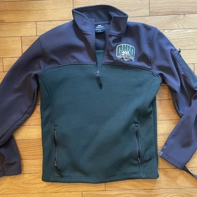 Ohio Bobcats Shirt Mens Small Green Long Sleeve 1/4 Zip Pullover - Image 1 of 4