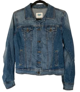 Old Navy Womens Denim Jacket Small Petite Four Pocket Classic Med Wash Trucker - Picture 1 of 8
