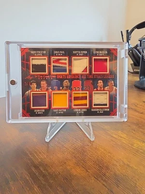 2024 Leaf Game-Used 16 Patch /4 All Time Steal Leaders KOBE PIPPEN LEBRON + more - Image 1 of 2