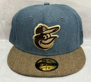 Baltimore Orioles Hat New Era Blue Denim Brown Tweed 59FIFTY Fitted Size 7 1/4 - Picture 1 of 10