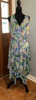 Eliza J Floral Chiffon Maxi Dress Uneven Hemline Work Party Fairycore - Image 1 of 4