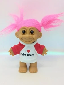 Camisa Vintage Russ Troll Doll I Love Palm Beach 4" Pelo Rosa Años 90 Bingo Regalo - Imagen 1 de 9