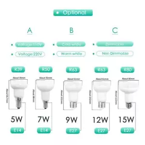 85-265V R39 R50 R63 R80 Dimmable E27 E14 5W-15W Led Bulb Saving Energy Spotlight - Picture 1 of 16
