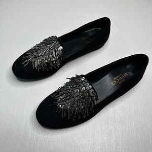 Sesto Meucci Womens Shoes Black Kamile Embellished Suede Loafers Size 8.5 Flats - Picture 1 of 8