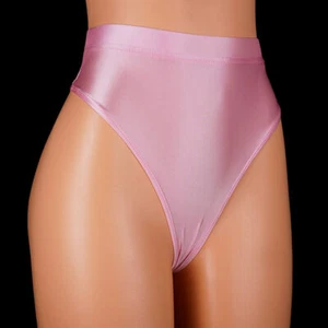 Damas Cintura Alta Sedoso Brillante Aspecto Húmedo Tanga Bragas Ropa Interior Lencería - Imagen 1 de 30